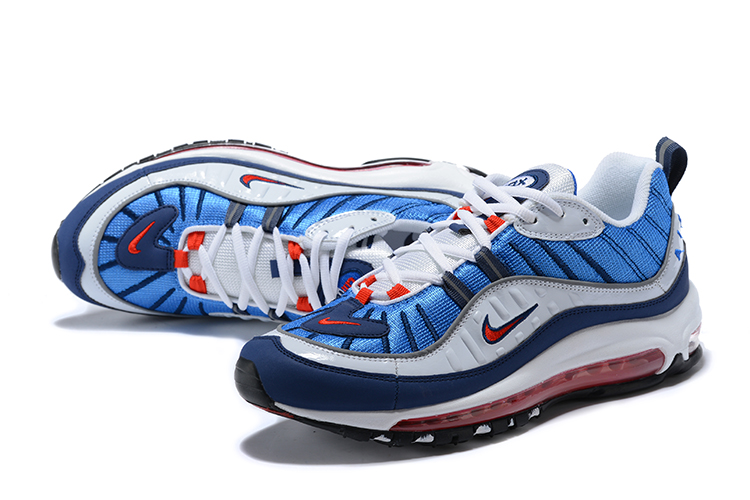 2018 Men Nike Air Max 98 White Blue Red Shoes